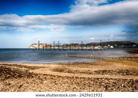 Beach in historical and victorian seafront town of Llandudno, North Wales. HDR.