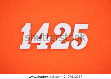 Orange felt is the background. The numbers 1425 are made from white painted wood.