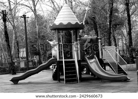 Photos of children's play equipment in the park