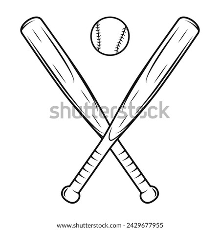 Baseball bats crossed and ball vector illustration