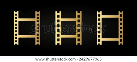 Gold film strip icon set