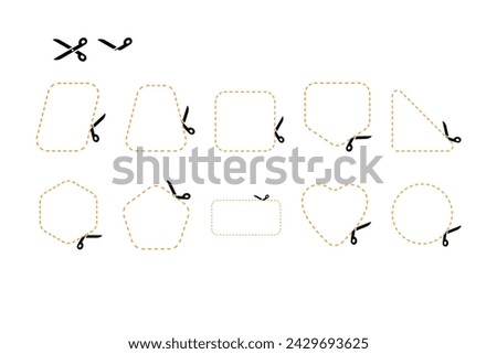 Set Vector Doodles Cutting Lines Scissors White Background