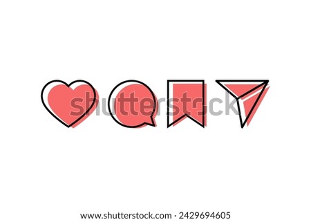 Set Vector Icons Interaction Social Network White Background Royalty-Free Stock Photo #2429694605