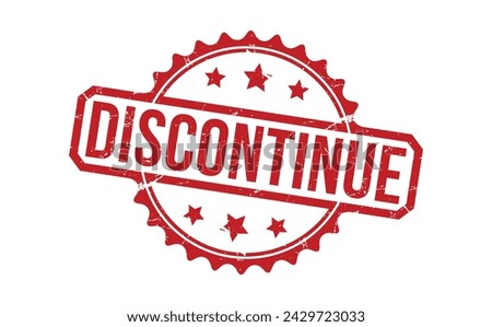 Discontinue Red Rubber Stamp vector design. Royalty-Free Stock Photo #2429723033