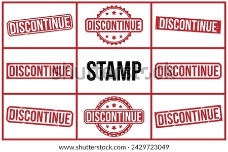 Discontinue stamp red rubber stamp on white background. Discontinue stamp sign. Discontinue stamp. Royalty-Free Stock Photo #2429723049
