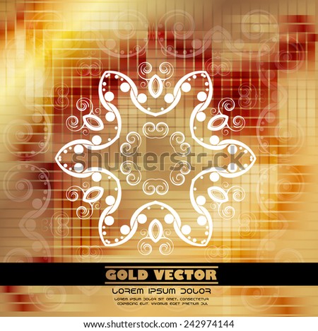 Gold background with floral ornaments, vector