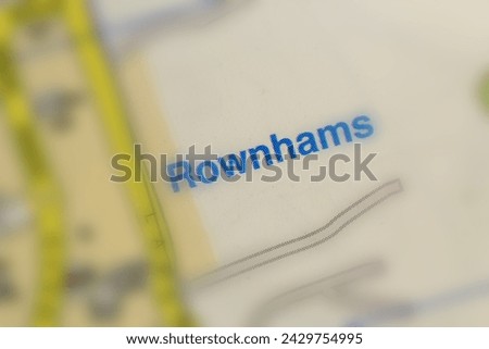Rownhams, Southampton in Hampshire, England, UK atlas map town name of the area tilt-shift