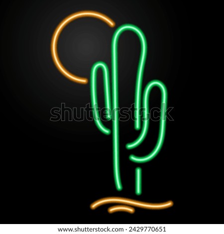 cactus neon sign, modern glowing banner design, colorful modern design trend on black background. Vector illustration. Royalty-Free Stock Photo #2429770651