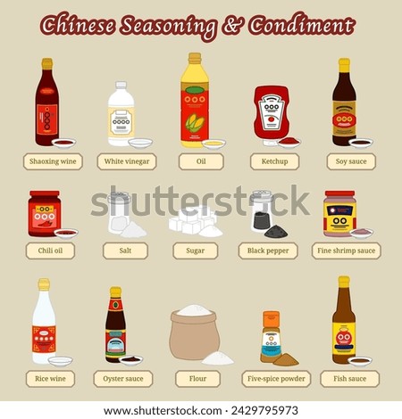 Chinese Common Seasoning and Condiment for cooking Royalty-Free Stock Photo #2429795973