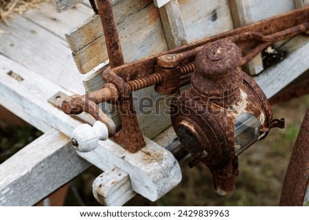 detail of a typical Menorca wooden delivery cart with a natural background
