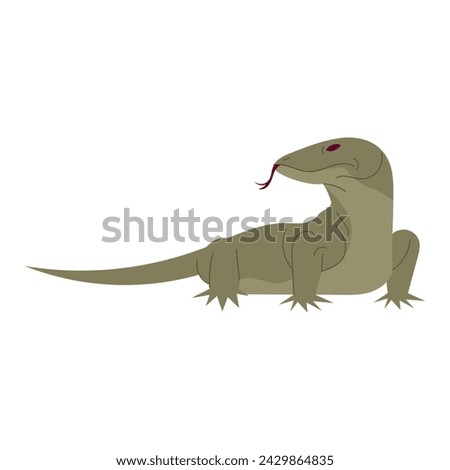 Komodo Reptile Animal Cartoon Style Illustration