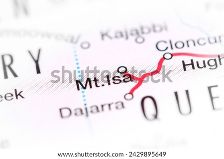 Mt. Isa. Australia on a map Royalty-Free Stock Photo #2429895649