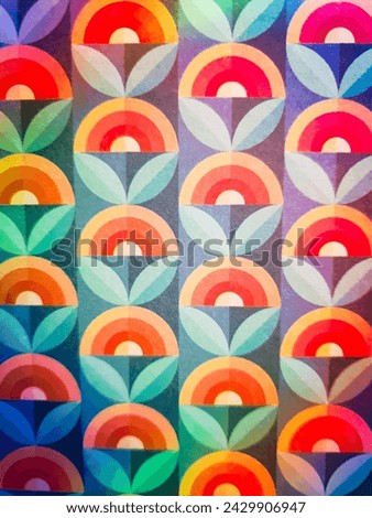 Colorful repetitive 1970s background pattern Royalty-Free Stock Photo #2429906947