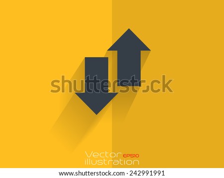 Up and down arrow icon on yellow background