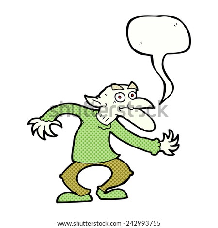 cartoon goblin with speech bubble
