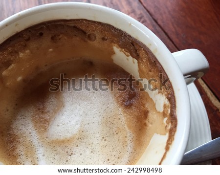 Hot coffee on desk