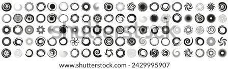 Black funnel collection. Set of circle swirl. Circle black funnel collection. Black funnel vortex icons. Hurricane and tornado symbol collection