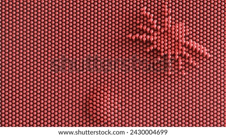 Physical pixel art - a spider is reaching for its victim. Lots of red pixel details. Symbolic abstract background or backdrop. Optical illusion. Aspect ratio 16 to 9. Photo. Close-up
