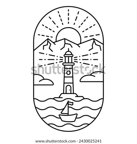 Lighthouse monoline. Versatile creative symbol. Vector sign icon template. Vector illustration