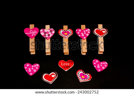 Heart Clips Love on black background