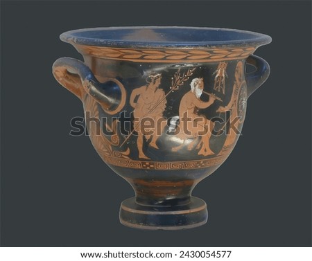 Classical Archaic Greek red on black pottery, 7th to 5th century BCE, Antalya, Turkey Royalty-Free Stock Photo #2430054577
