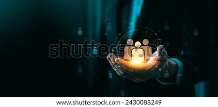 HR management concept, is the administration of human resources within an organization, focusing on recruitment, training, conflict resolution, and fostering a productive organizational culture. Royalty-Free Stock Photo #2430088249