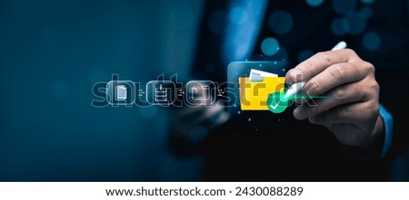 Document management system concept, software system for managing documents, information, organization. stores, searches, shares, controls data access, boosting efficiency and reducing data loss risks. Royalty-Free Stock Photo #2430088289
