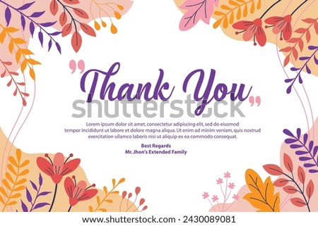 Thank You Card Template Floral Soft Flat Style Background Printable