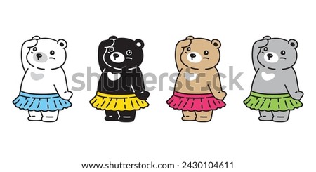 Bear polar icon vector teddy pet skirt cartoon character logo symbol illustration clip art isolated design