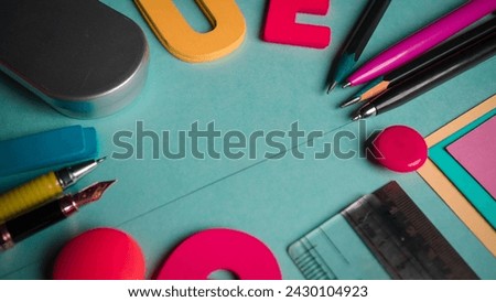 A picture of stationary put in a circle representing- Back to School 