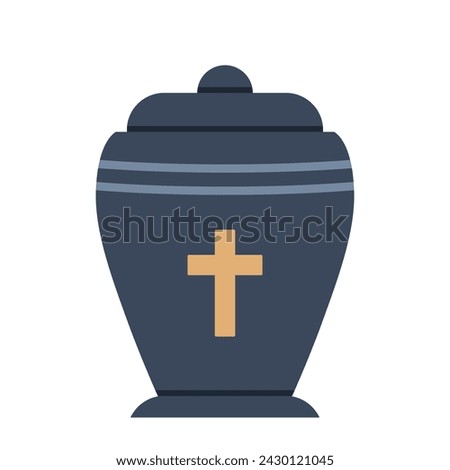 Urn for ashes. Cremation and funeral urn with dust. Burial and dead people. Vector illustration Royalty-Free Stock Photo #2430121045