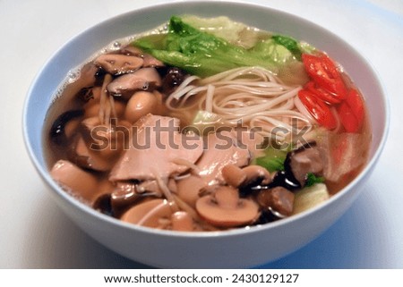 Abalone noodles：Haliotis, common name abalone, is the only genus in the family Haliotidae.  Royalty-Free Stock Photo #2430129127