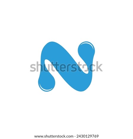 letter n drop water blue logo vector 
