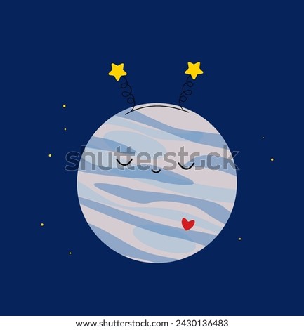 Cute planet with eyes. Vector illustration for children.
