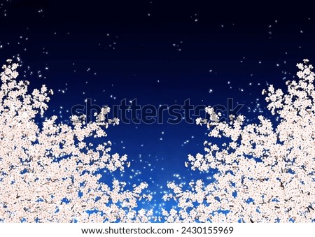 
cherry blossoms cherry blossoms at night background night view night illustration cherry blossom snowstorm Royalty-Free Stock Photo #2430155969