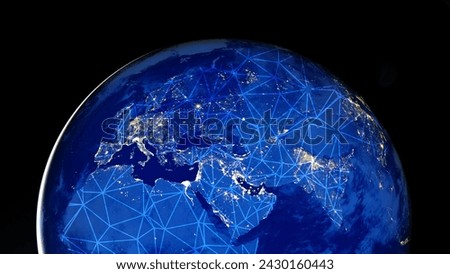 Digital network infrastructure concept. Global network over the world. Elements of this image furnished by NASA.