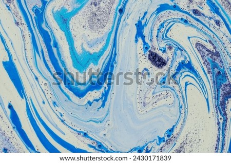 BLUE ORIENTAL ELEPHANT. Deep OCEAN- ART. Marble abstract painting. Artwork with glitters, sequins. Pastel background. Beautiful BLUE abstract flower. Royalty-Free Stock Photo #2430171839