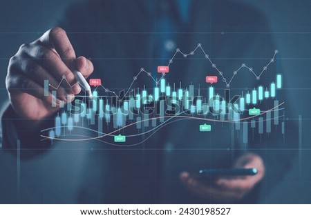 planning and strategy, Stock market, Business Development and growth, progress or success concept. Businessmen plan growth and increase of positive indicators in his business. Royalty-Free Stock Photo #2430198527
