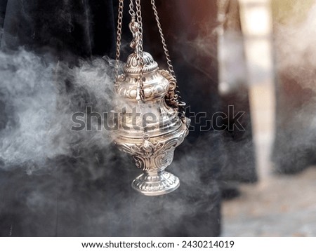 Botafumeiro in an Holy Week procession in Spain Royalty-Free Stock Photo #2430214019