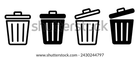 Set of trash cans icons. Trash can sign. Office trash icon. Trash can with arrow. Vector Illustration. Royalty-Free Stock Photo #2430244797
