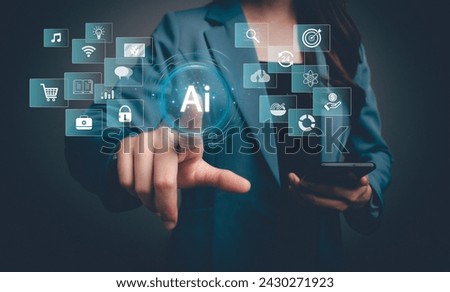 AI learning and business Artificial Intelligence, artificial intelligence by enter command prompt for generates something, Futuristic technology transformation, enhancing global business capabilities. Royalty-Free Stock Photo #2430271923