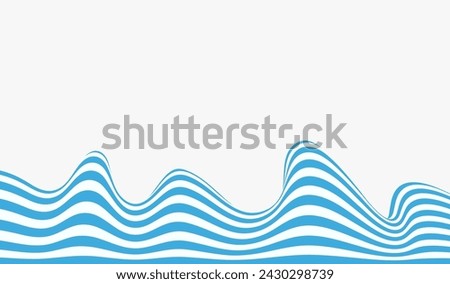 Wavy striped abstract background. Template background with blue waves.