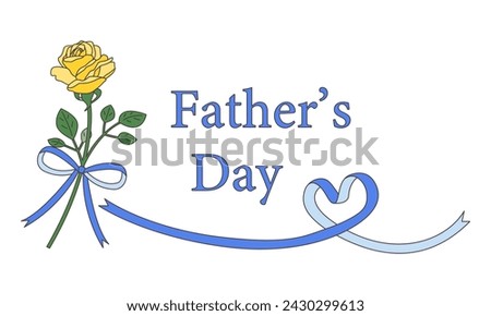 Father's Day, clip art, yellow rose and heart ribbon, simple Clip art.