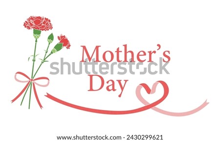 Mother's Day, Simple Clip Arts, Carnation and Heart Ribbon