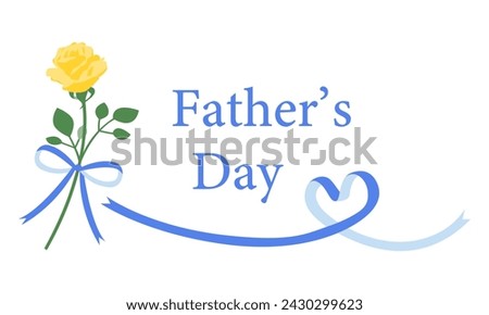Father's Day, clip art, yellow rose and heart ribbon, simple Clip art.