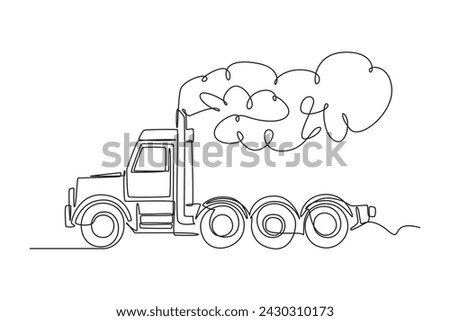 Continuous one line drawing Air pollution from truck exhaust can damage the ozone layer. Protects the earth's ozone layer from perforating. The air remains healthy. world ozone minimalist concept.