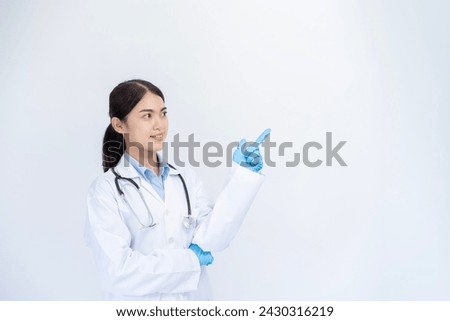 female doctor on write background