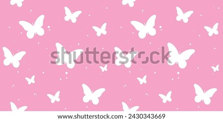 Seamless butterfly pattern. A repetitive cute background with hand-drawn butterflies. The repetitive design of modern colors for print. pink design for a girl. A simple pattern of print, paper, barbie Royalty-Free Stock Photo #2430343669