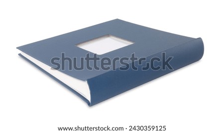 Blue closed photo album isolated on white