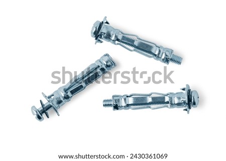 Anchor bolts for hollow walls close-up isolated on white background